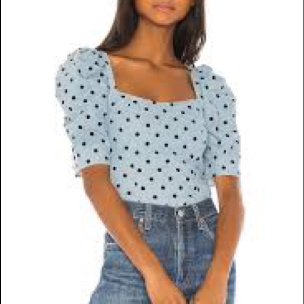 LPA Chambray Polka Dot Blouse